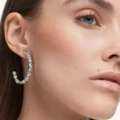 Swarovski Mesmera Hoop Earrings Mixed Cuts, White, Rhodium Plated -Fashion Accessories Store mesmera hoop earrings mixed cuts white rhodium plated swarovski 5672834 5