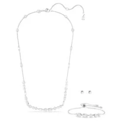 Swarovski Mesmera Set Mixed Cuts, Scattered Design, White, Rhodium Plated -Fashion Accessories Store mesmera set mixed cuts scattered design white rhodium plated swarovski 5665877 2