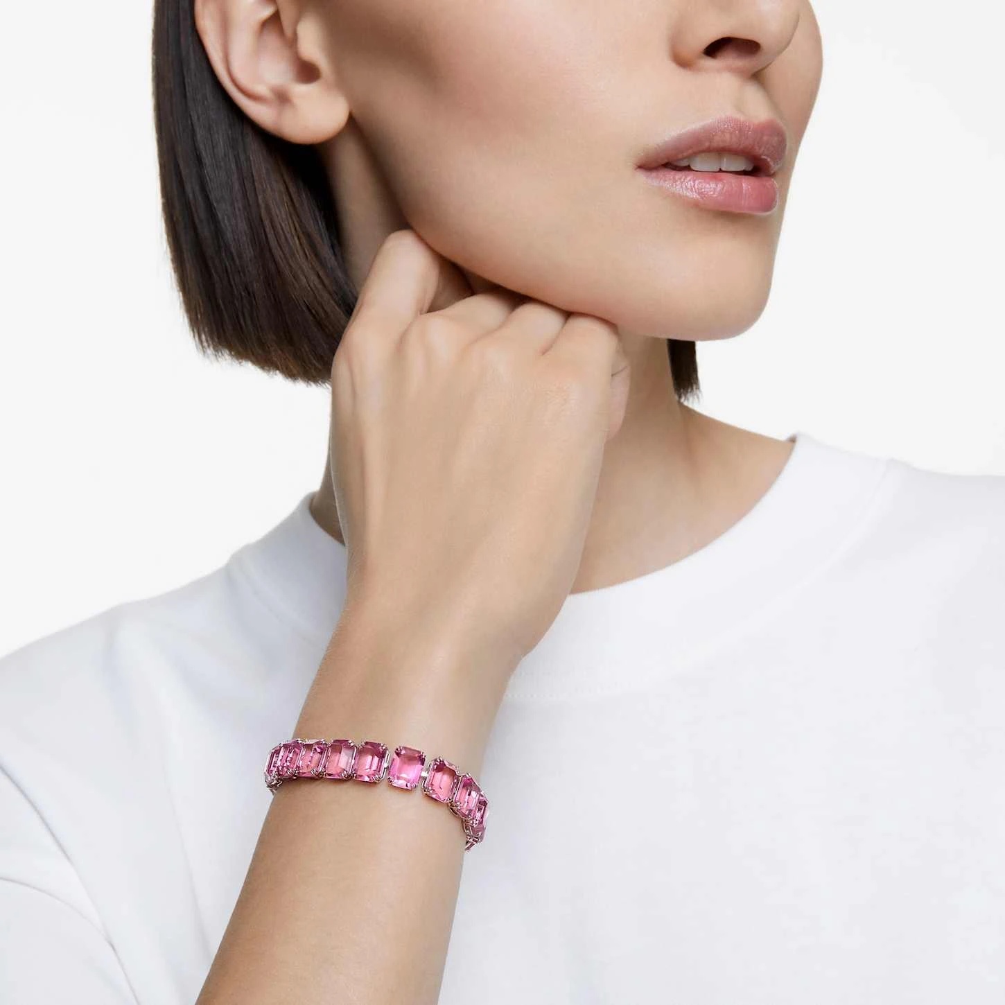 Swarovski Millenia Bracelet Octagon Cut, Pink, Rhodium Plated 1 Swarovski Millenia Bracelet Octagon Cut, Pink, Rhodium Plated
