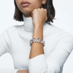 Swarovski Millenia Bracelet Oversized Crystals, Octagon Cut, White, Rhodium Plated
