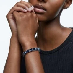 Swarovski Millenia Bracelet Square Cut, Medium, Gray, Ruthenium Plated