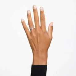 Swarovski Millenia Cocktail Ring Pear Cut, Pavé, White, Rhodium Plated