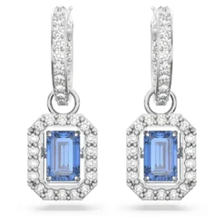 Swarovski Millenia Drop Earrings Octagon Cut, Blue, Rhodium Plated -Fashion Accessories Store millenia drop earrings octagon cut blue rhodium plated swarovski 5619500 2