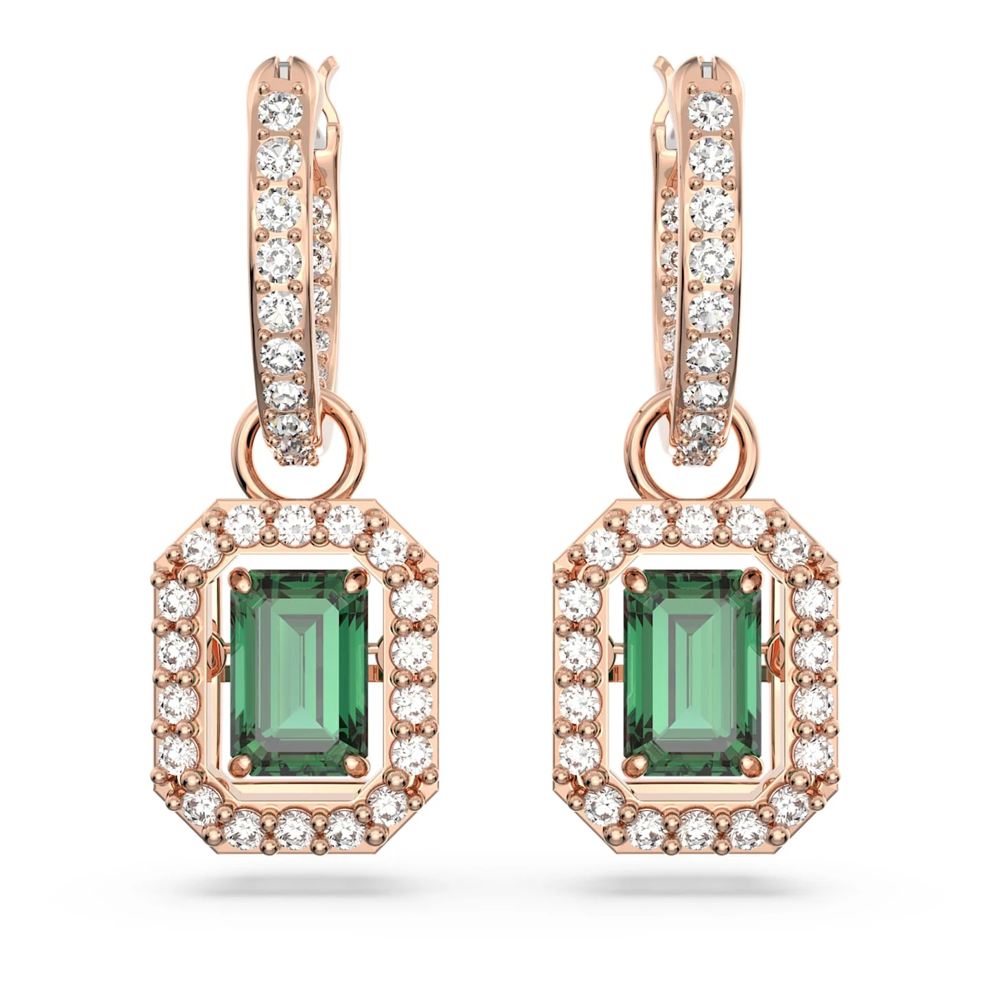 Swarovski Millenia Drop Earrings Octagon Cut, Green, Rose Gold-tone Plated 3 Swarovski Millenia Drop Earrings Octagon Cut, Green, Rose Gold-tone Plated - Image 3