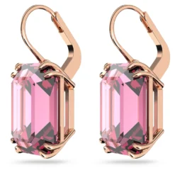 Swarovski Millenia Drop Earrings Octagon Cut, Pink, Rose Gold-tone Plated -Fashion Accessories Store millenia drop earrings octagon cut pink rose gold tone plated swarovski 5619502 3