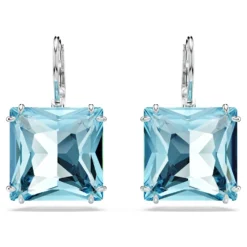 Swarovski Millenia Drop Earrings Square Cut, Blue, Rhodium Plated -Fashion Accessories Store millenia drop earrings square cut blue rhodium plated swarovski 5619472 4