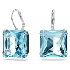 Swarovski Millenia Drop Earrings Square Cut, Blue, Rhodium Plated -Fashion Accessories Store millenia drop earrings square cut blue rhodium plated swarovski 5619472 5