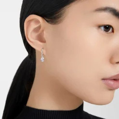 Swarovski Millenia Hoop Earrings Pear Cut, White, Rhodium Plated