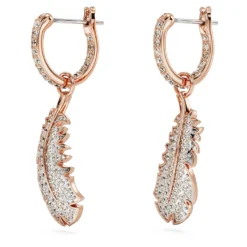 Swarovski Nice Drop Earrings Feather, White, Rose Gold-tone Plated -Fashion Accessories Store nice drop earrings feather white rose gold tone plated swarovski 5663486 3