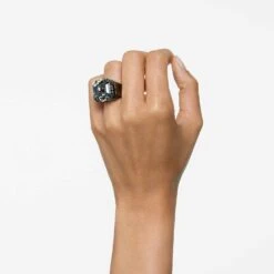 Swarovski Numina Cocktail Ring Octagon Cut, Black, Ruthenium Plated