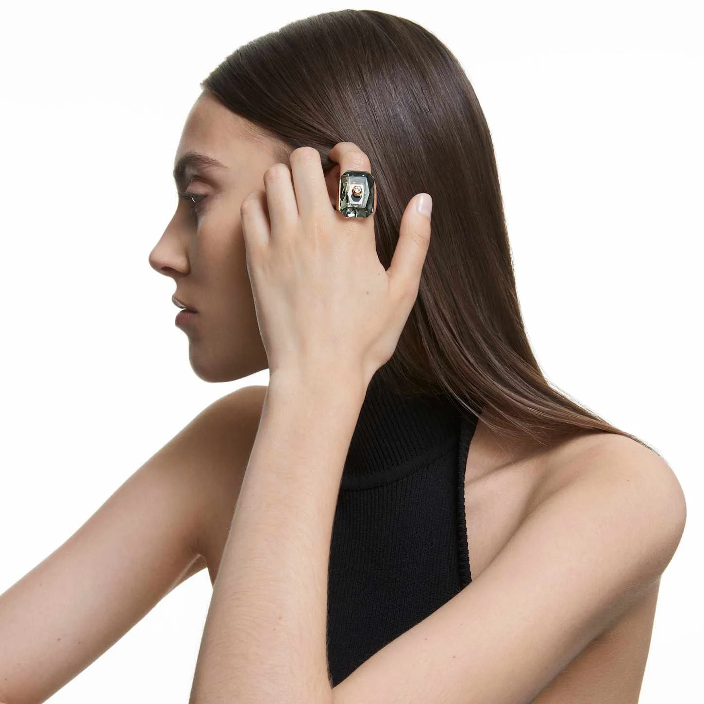 Swarovski Numina Cocktail Ring Octagon Cut, Gray, Gold-tone Plated 1 Swarovski Numina Cocktail Ring Octagon Cut, Gray, Gold-tone Plated