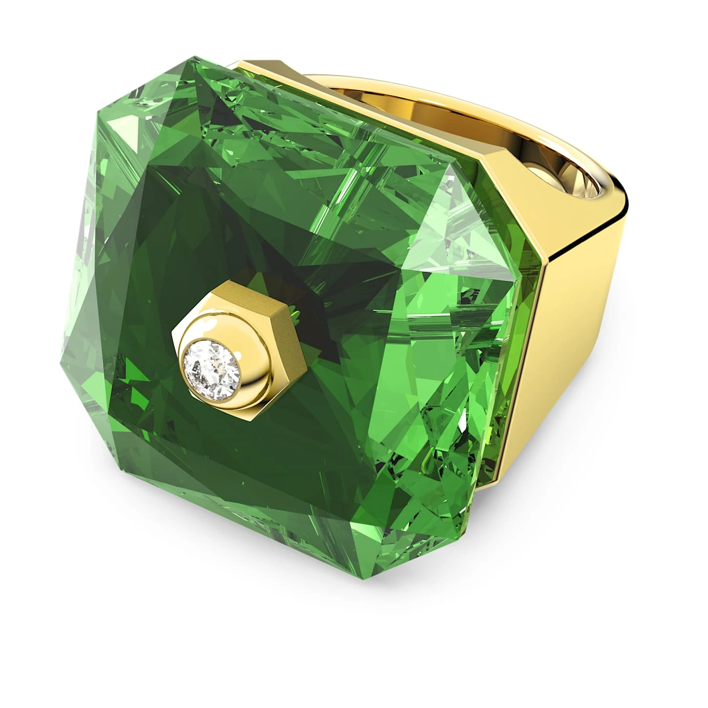 Swarovski Numina Cocktail Ring Octagon Cut, Green, Gold-tone Plated 2 Swarovski Numina Cocktail Ring Octagon Cut, Green, Gold-tone Plated - Image 2