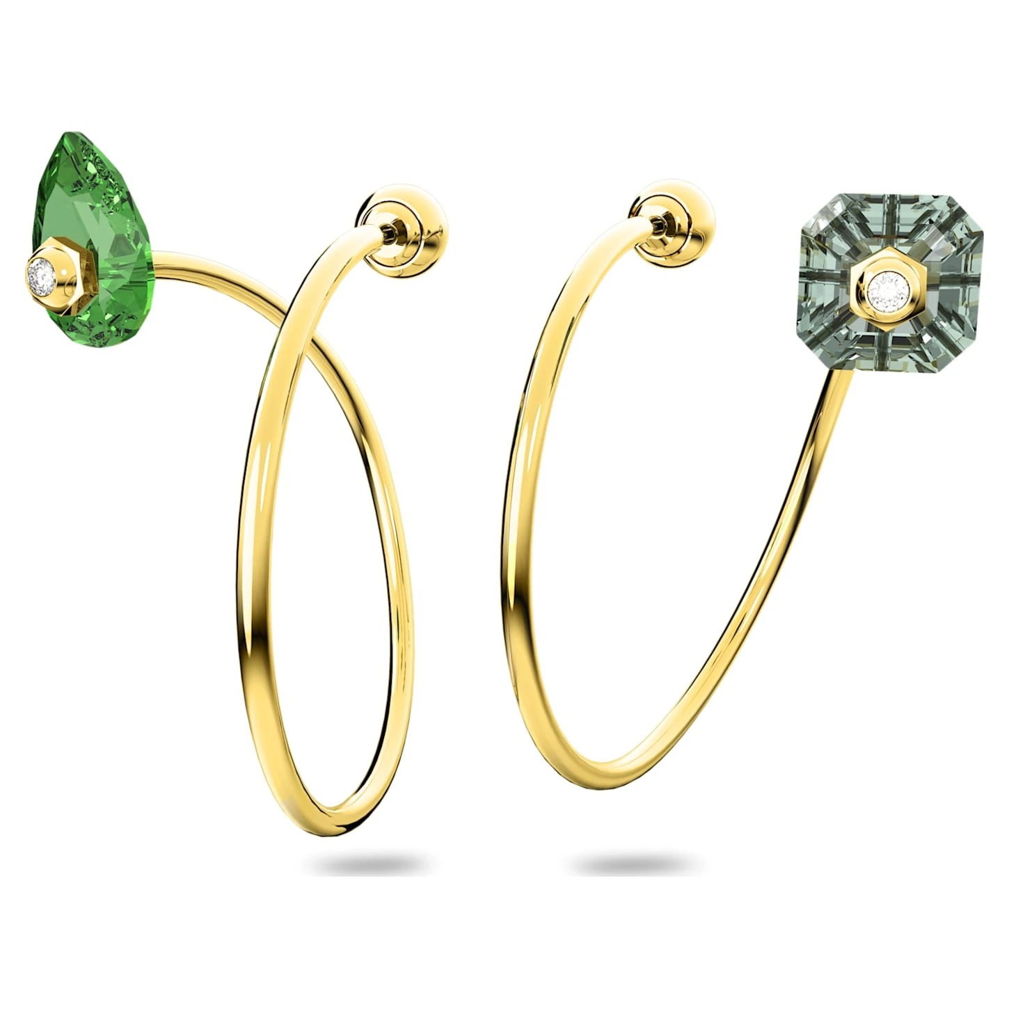 Swarovski Numina Drop Earrings Asymmetrical Design, Mixed Cuts, Long, Multicolored, Gold-tone Plated 4 Swarovski Numina Drop Earrings Asymmetrical Design, Mixed Cuts, Long, Multicolored, Gold-tone Plated - Image 4