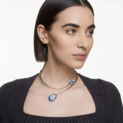 Swarovski Numina Necklace Blue, Rhodium Plated
