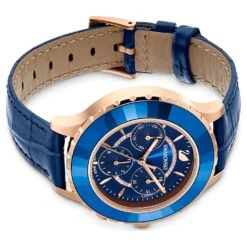 Swarovski Octea Lux Chrono Watch Swiss Made, Leather Strap, Blue, Rose Gold-tone Finish 8 Swarovski Octea Lux Chrono Watch Swiss Made, Leather Strap, Blue, Rose Gold-tone Finish -Fashion Accessories Store octea lux chrono watch swiss made leather strap blue rose gold tone finish swarovski 5563480 3