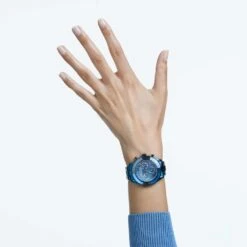 Swarovski Octea Lux Sport Watch Swiss Made, Metal Bracelet, Blue, Blue Finish