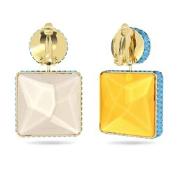 Swarovski Orbita Clip Earrings Asymmetrical Design, Square Cut, Multicolored, Gold-tone Plated -Fashion Accessories Store orbita clip earrings asymmetrical design square cut multicolored gold tone plated swarovski 5600522 3