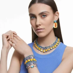 Swarovski Orbita Necklace Magnetic Closure, Square Cut, Multicolored, Rhodium Plated -Fashion Accessories Store orbita necklace magnetic closure square cut multicolored rhodium plated swarovski 5618252 6