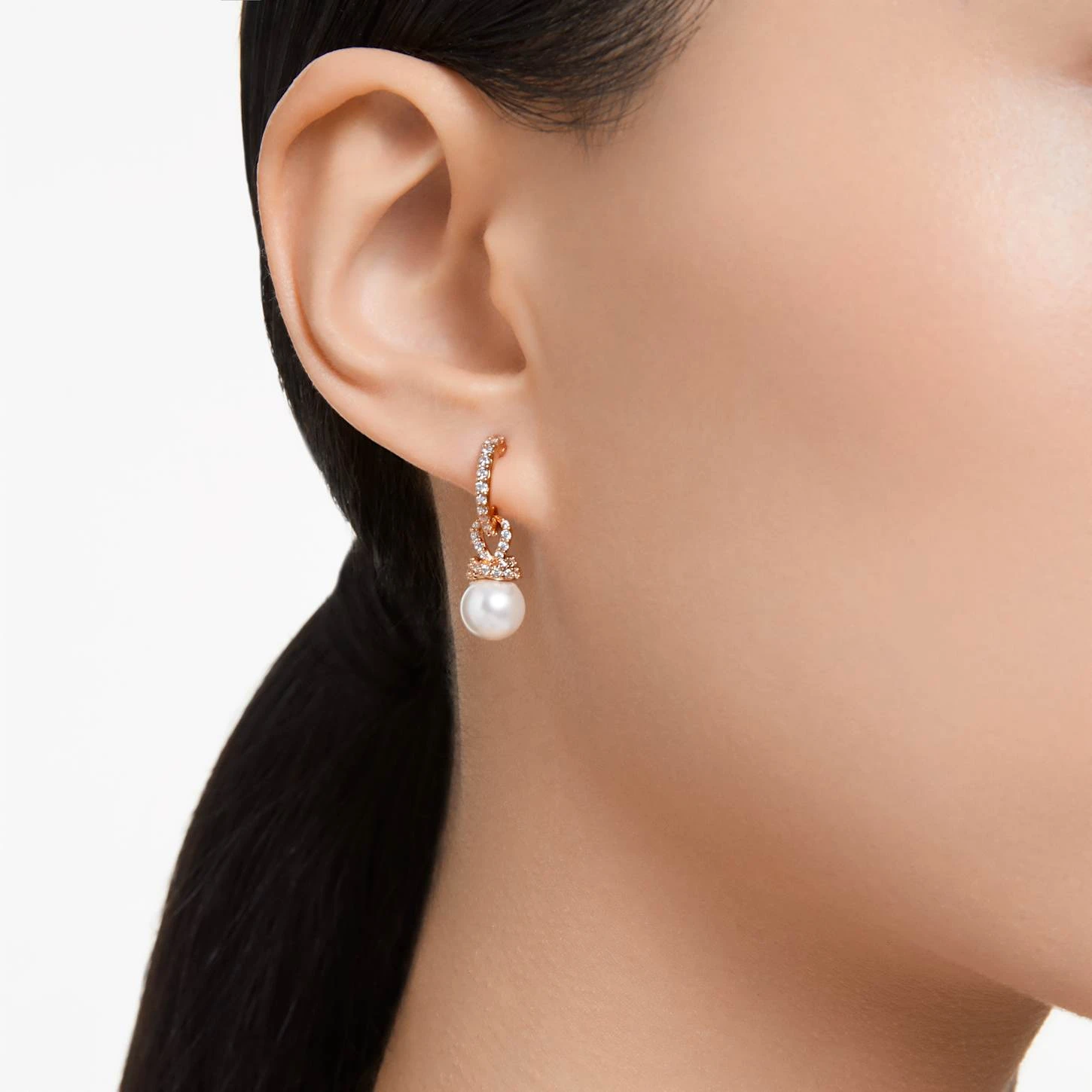 Swarovski Originally Drop Earrings White, Rose Gold-tone Plated 1 Swarovski Originally Drop Earrings White, Rose Gold-tone Plated