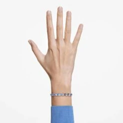 Swarovski Ortyx Bracelet Triangle Cut, Blue, Rhodium Plated -Fashion Accessories Store ortyx bracelet triangle cut blue rhodium plated swarovski 5614925 4