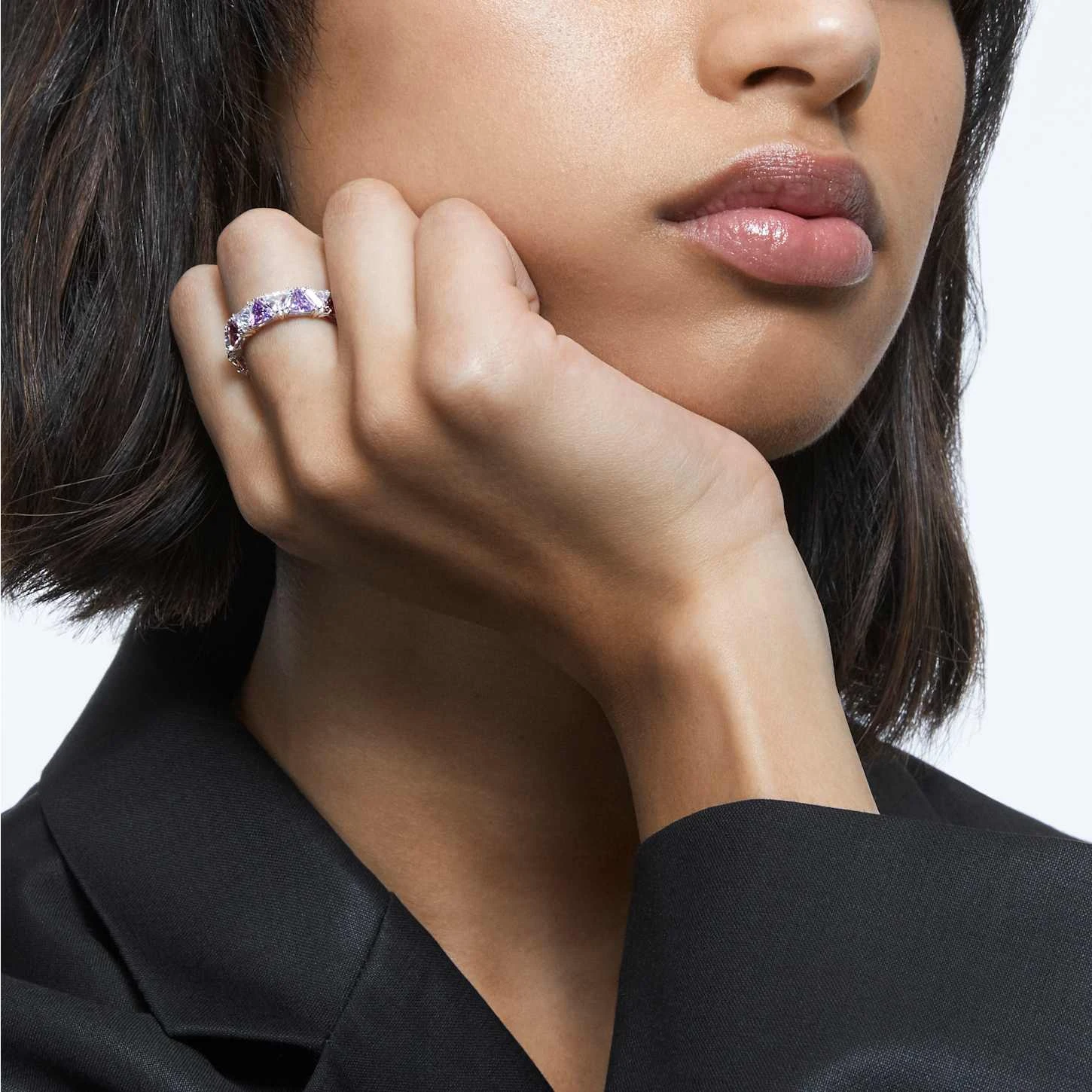 Swarovski Ortyx Cocktail Ring Triangle Cut, Purple, Rhodium Plated 1 Swarovski Ortyx Cocktail Ring Triangle Cut, Purple, Rhodium Plated