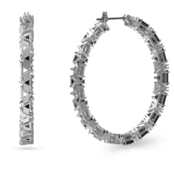 Swarovski Ortyx Hoop Earrings Triangle Cut, Black, Rhodium Plated -Fashion Accessories Store ortyx hoop earrings triangle cut black rhodium plated swarovski 5616911 2