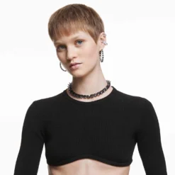 Swarovski Ortyx Hoop Earrings Triangle Cut, Black, Rhodium Plated -Fashion Accessories Store ortyx hoop earrings triangle cut black rhodium plated swarovski 5616911 4