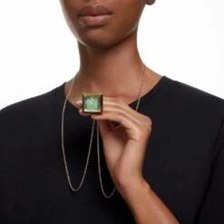 Swarovski Pendant Watch Triangle Cut, Green, Champagne Gold-tone Finish -Fashion Accessories Store pendant watch triangle cut green champagne gold tone finish swarovski 5631146 4