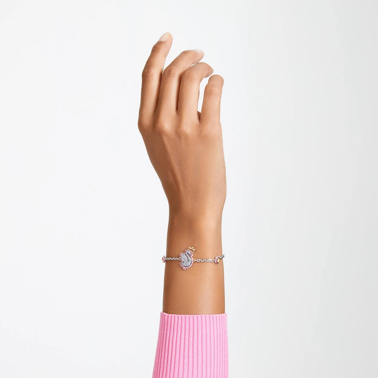 Swarovski Pop Swan Bracelet Swan, Pink, Rhodium Plated 1 Swarovski Pop Swan Bracelet Swan, Pink, Rhodium Plated