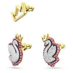 Swarovski Pop Swan Stud Earrings Set (3), Swan, Pink, Gold-tone Plated -Fashion Accessories Store pop swan stud earrings set 28329 swan pink gold tone plated swarovski 5649197 3