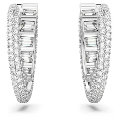 Swarovski Rota Hoop Earrings Mixed Cuts, White, Rhodium Plated -Fashion Accessories Store rota hoop earrings mixed cuts white rhodium plated swarovski 5623483 2