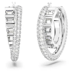 Swarovski Rota Hoop Earrings Mixed Cuts, White, Rhodium Plated -Fashion Accessories Store rota hoop earrings mixed cuts white rhodium plated swarovski 5623483 4
