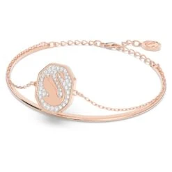 Swarovski Signum Bangle Swan, White, Rose Gold-tone Plated -Fashion Accessories Store signum bangle swan white rose gold tone plated swarovski 5628568 2