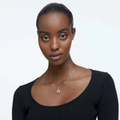 Swarovski Signum Pendant Swan, White, Rose Gold-tone Plated