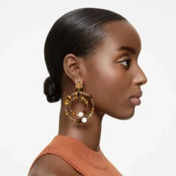 Swarovski Somnia Hoop Earrings Multicolored, Gold-tone Plated