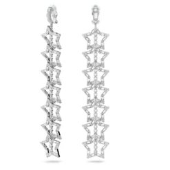 Swarovski Stella Clip Earrings Star, Long, White, Rhodium Plated -Fashion Accessories Store stella clip earrings star long white rhodium plated swarovski 5617756 2
