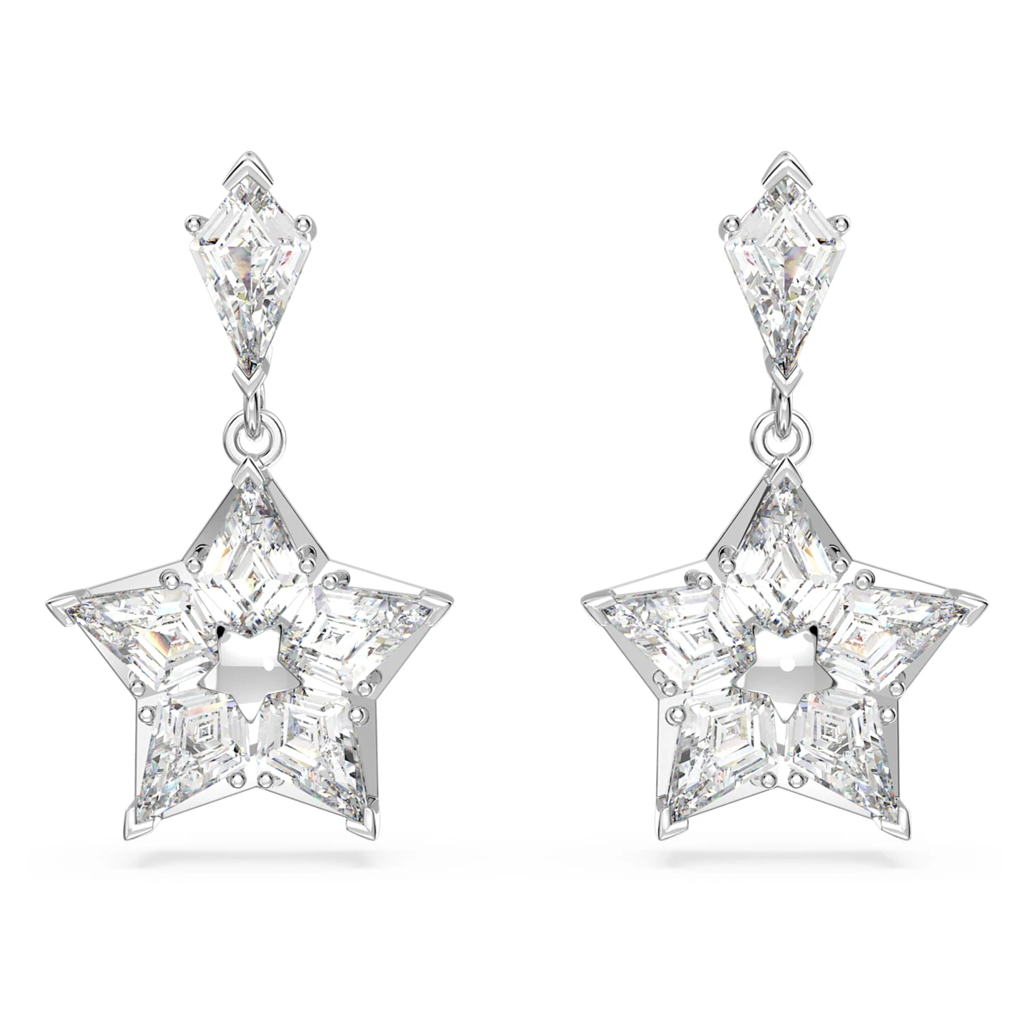 Swarovski Stella Drop Earrings Kite Cut, Star, White, Rhodium Plated 2 Swarovski Stella Drop Earrings Kite Cut, Star, White, Rhodium Plated - Image 2