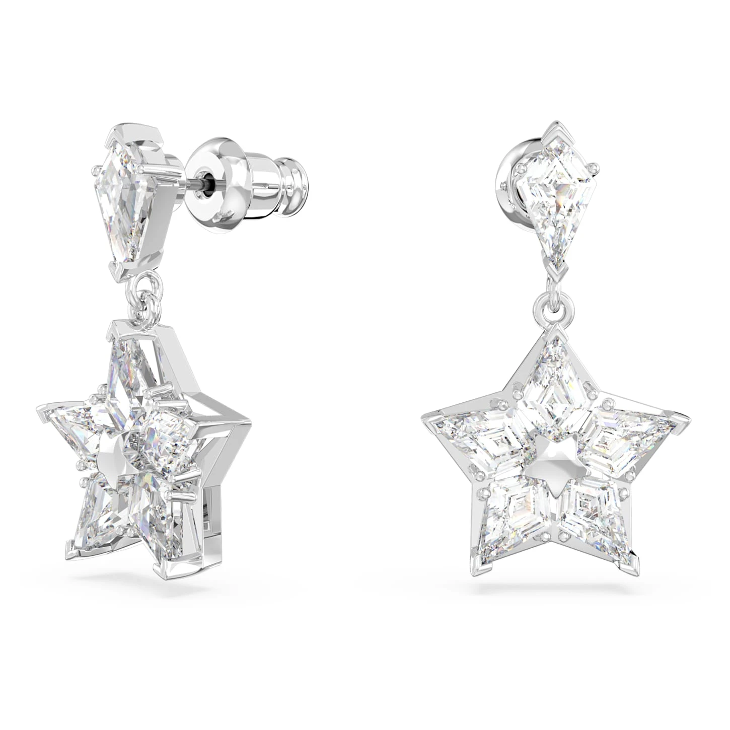 Swarovski Stella Drop Earrings Kite Cut, Star, White, Rhodium Plated 3 Swarovski Stella Drop Earrings Kite Cut, Star, White, Rhodium Plated - Image 3