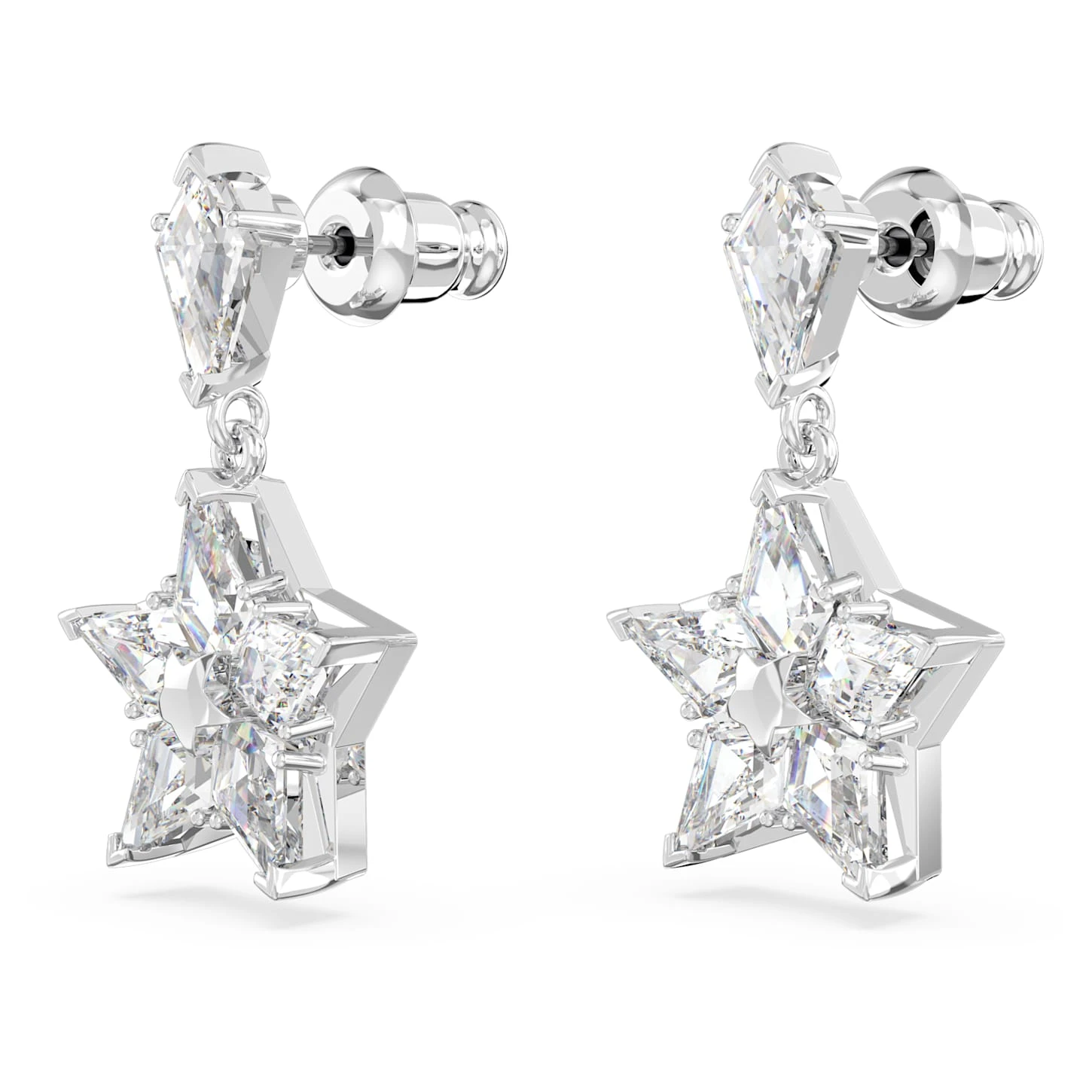 Swarovski Stella Drop Earrings Kite Cut, Star, White, Rhodium Plated 4 Swarovski Stella Drop Earrings Kite Cut, Star, White, Rhodium Plated - Image 4