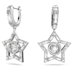 Swarovski Stella Drop Earrings Mixed Cuts, Star, White, Rhodium Plated -Fashion Accessories Store stella drop earrings mixed cuts star white rhodium plated swarovski 5617767 2