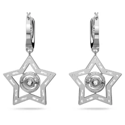 Swarovski Stella Drop Earrings Mixed Cuts, Star, White, Rhodium Plated -Fashion Accessories Store stella drop earrings mixed cuts star white rhodium plated swarovski 5617767 4