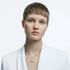 Swarovski Stella Pendant Mixed Cuts, Star, Long, White, Rhodium Plated