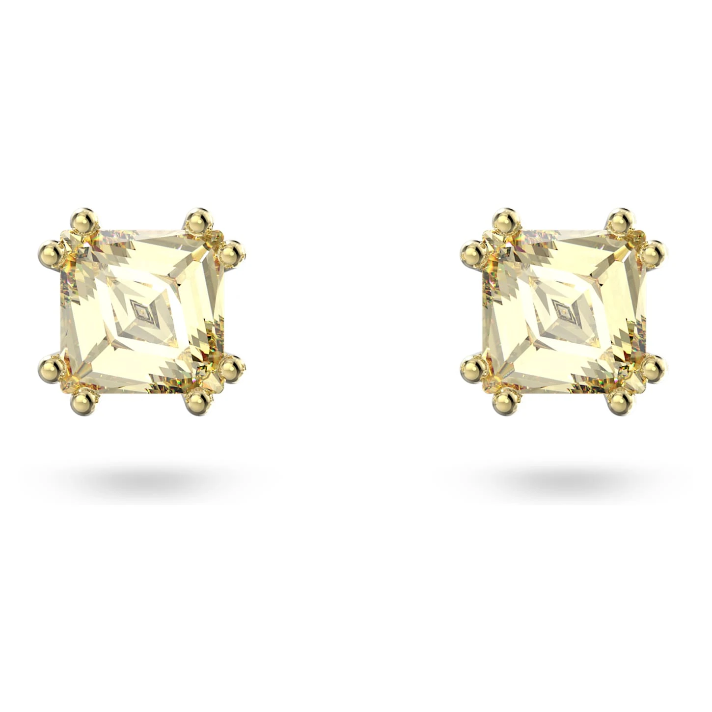 Swarovski Stilla Stud Earrings Square Cut, Yellow, Gold-tone Plated 2 Swarovski Stilla Stud Earrings Square Cut, Yellow, Gold-tone Plated - Image 2