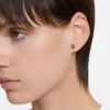 Swarovski Stilla Stud Earrings Triangle Cut, Gray, Ruthenium Plated
