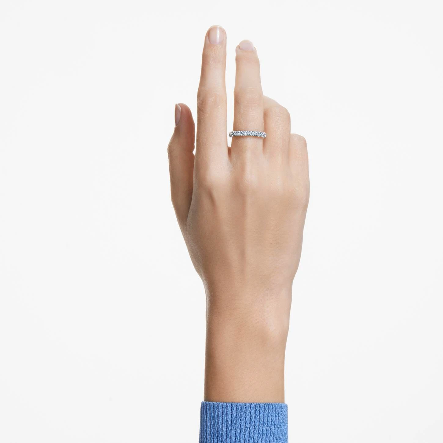 Swarovski Stone Ring Blue, Rhodium Plated 1 Swarovski Stone Ring Blue, Rhodium Plated