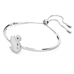 Swarovski Iconic Swan Bangle Swan, White, Rhodium Plated -Fashion Accessories Store swarovski iconic swan bangle swan white rhodium plated swarovski 5649772 2