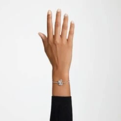 Swarovski Iconic Swan Bangle Swan, White, Rhodium Plated