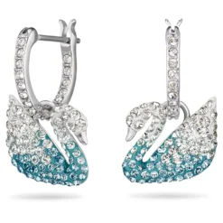 Fashion Accessories Store -Fashion Accessories Store swarovski iconic swan drop earrings swan blue rhodium plated swarovski 5512577 1