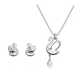 Swarovski Iconic Swan Set Swan, Blue, Rhodium Plated -Fashion Accessories Store swarovski iconic swan set swan blue rhodium plated swarovski 5660597 3