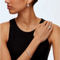 Swarovski Infinity Bangle Infinity, White, Rhodium Plated -Fashion Accessories Store swarovski infinity bangle infinity white rhodium plated swarovski 5520584 5